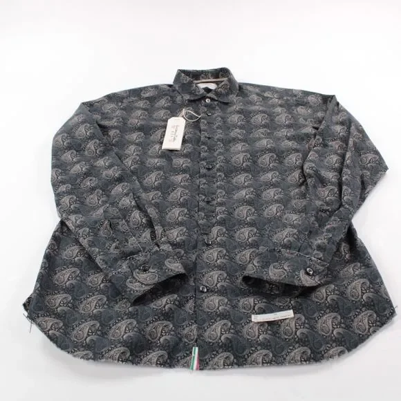 Tintoria Mattei NWT Dress / Sport Shirt Size 15.75 40 Black Paisley 100% Cotton